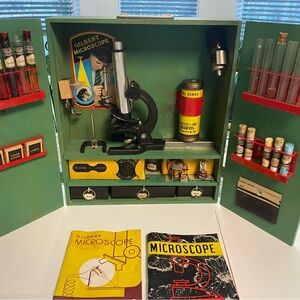 Rare Vintage 1938 Gilbert Microscope set no.15 with accessories